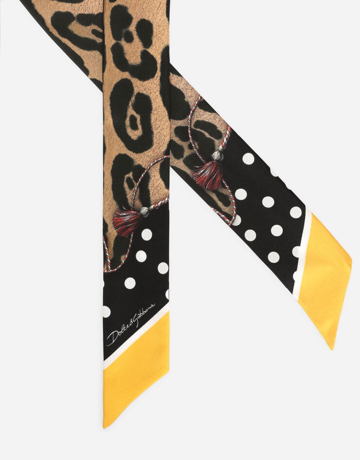 Leopard-print twill headscarf - 2