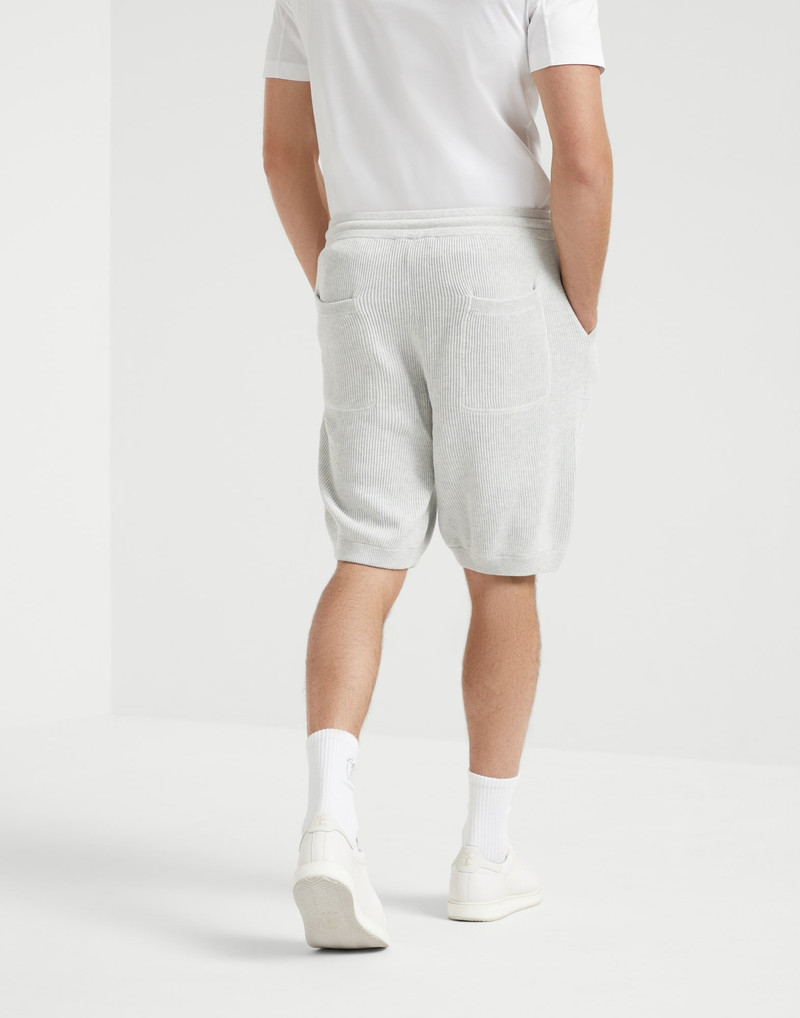 Brunello Cucinelli Cotton English rib knit Bermuda shorts outlook