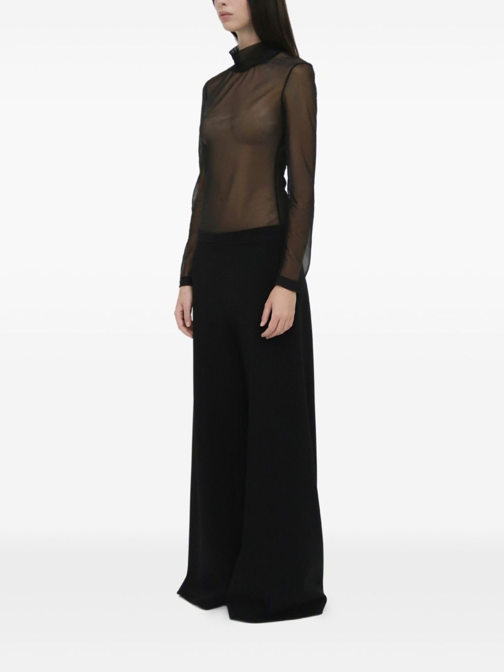 mesh long-sleeve turtleneck top - 3