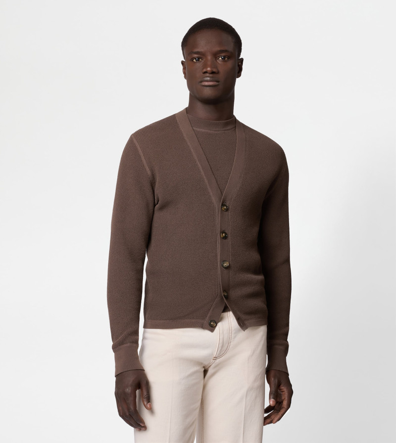 CARDIGAN IN COTTON KNIT - BROWN 3