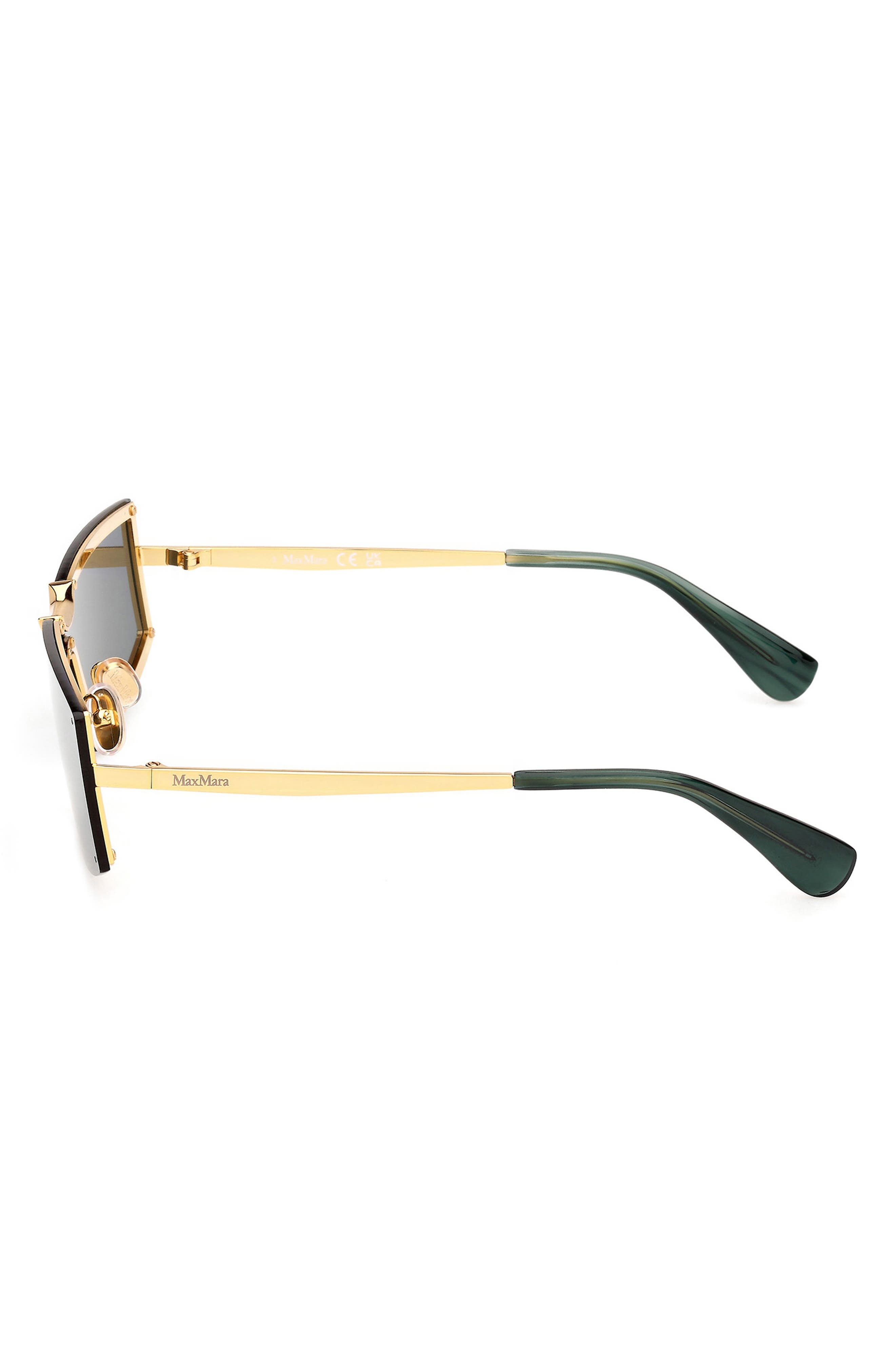 Max Mara 68mm Oversize Rectangular Sunglasses in Gold/Strpd Emerald /Emerald at Nordstrom - 5