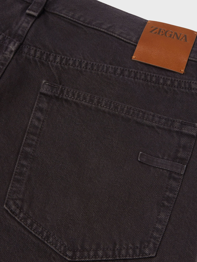 DARK BROWN COTTON ROCCIA JEANS 3