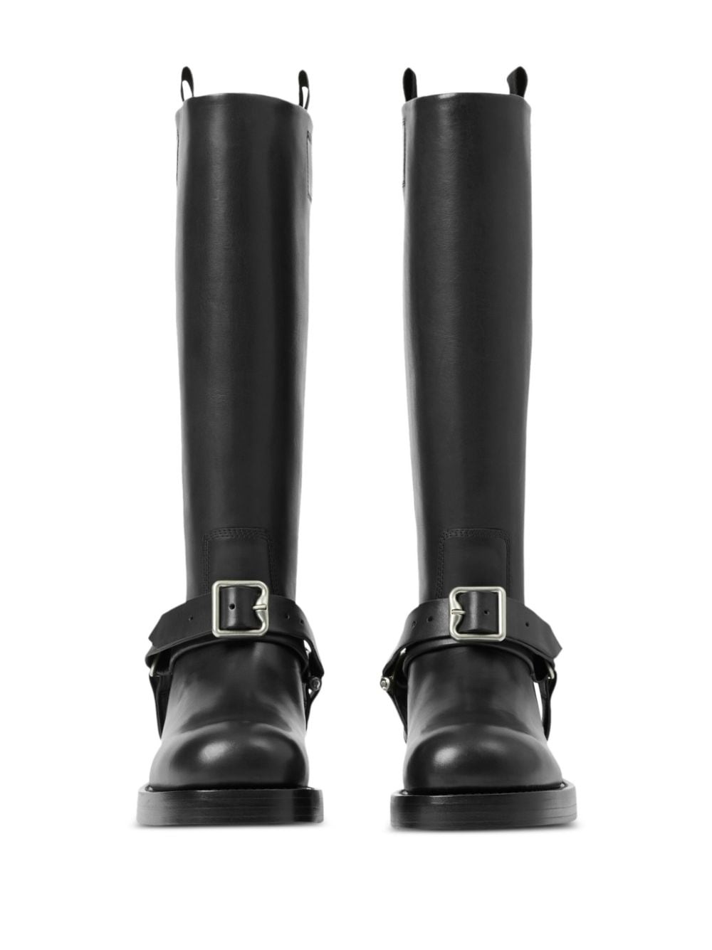 Saddle knee-high leather boots - 5