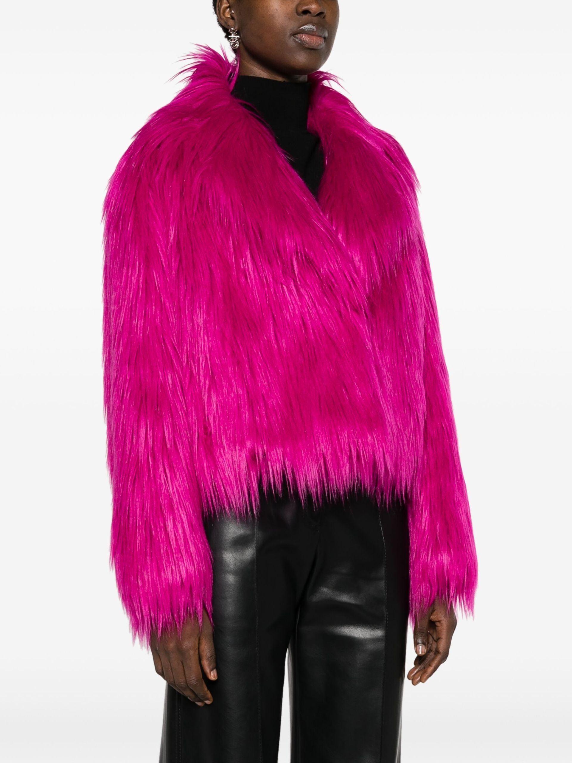 Pink faux-fur jacket - 3