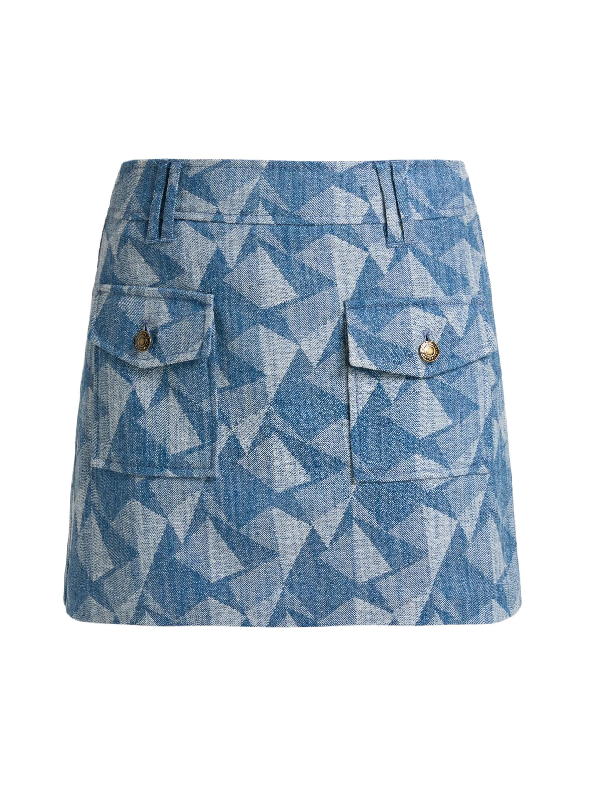 Women's Kory Geometric Denim Miniskirt - Geo Denim - 1