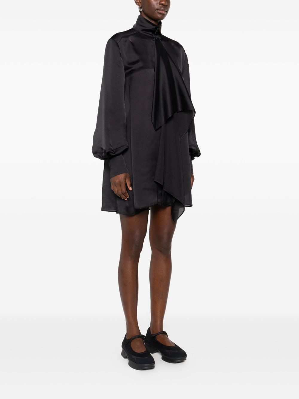 high-neck draped mini dress - 3
