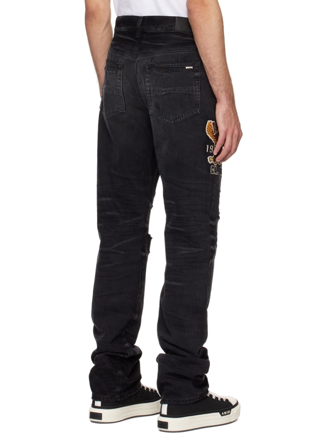 Black Varsity Straight Jeans - 3