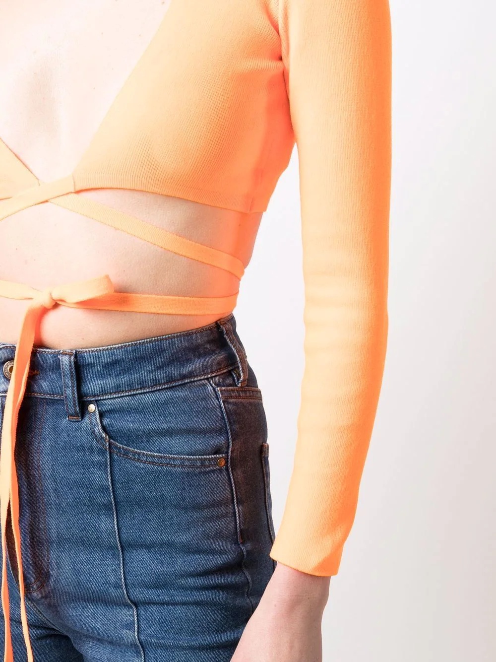wrap knitted crop top - 5