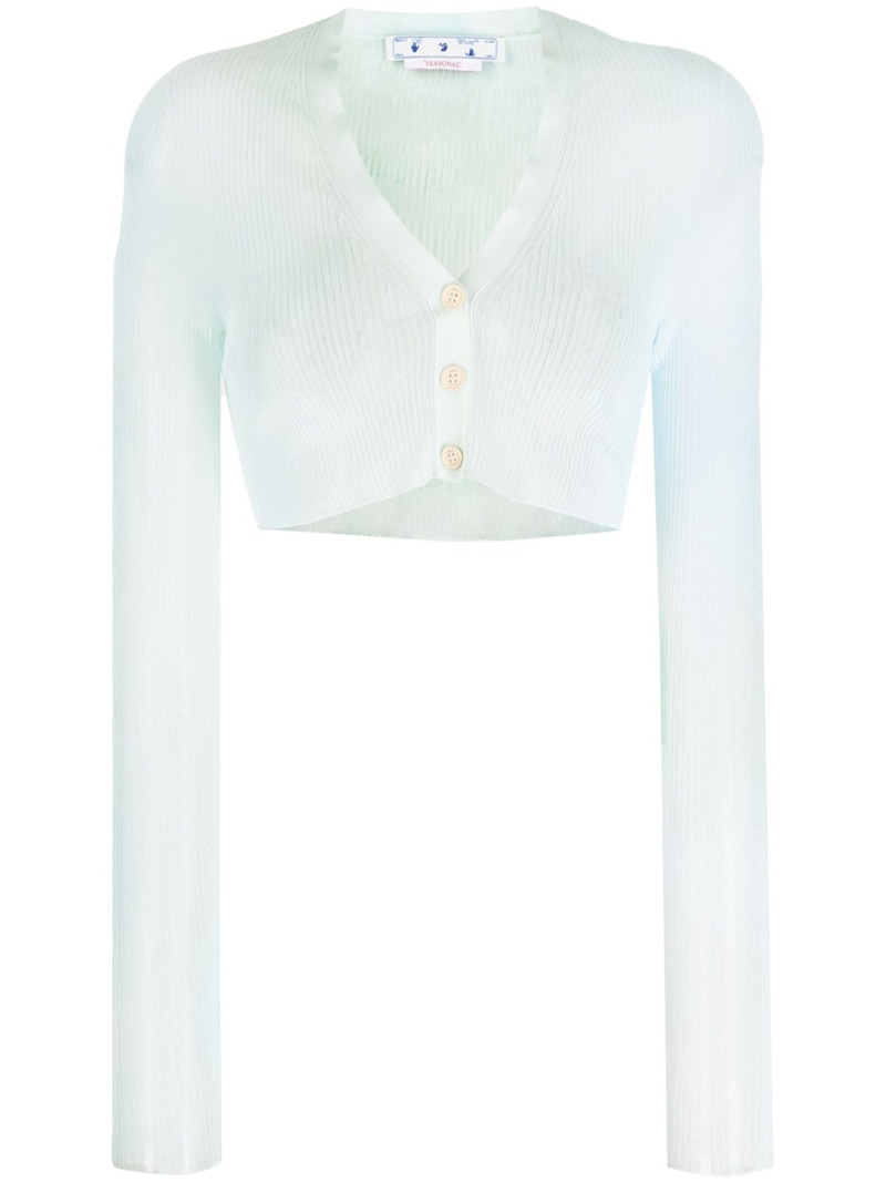 cropped embroidered-logo cardigan 1
