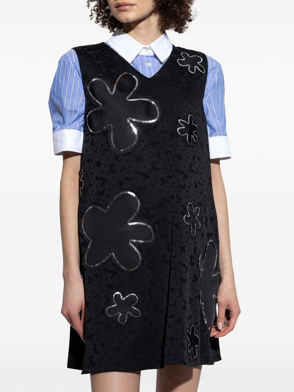floral-jacquard mini dress - 3