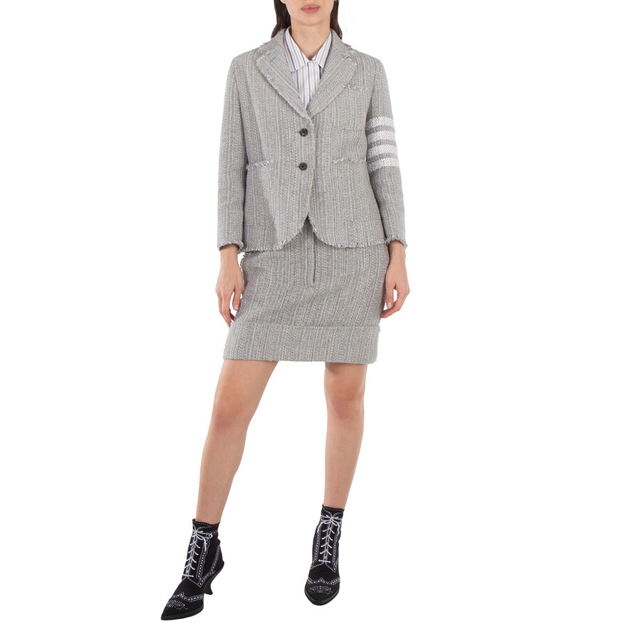 Thom Browne High-Waist Tweed Fray Mini Skirt - 4