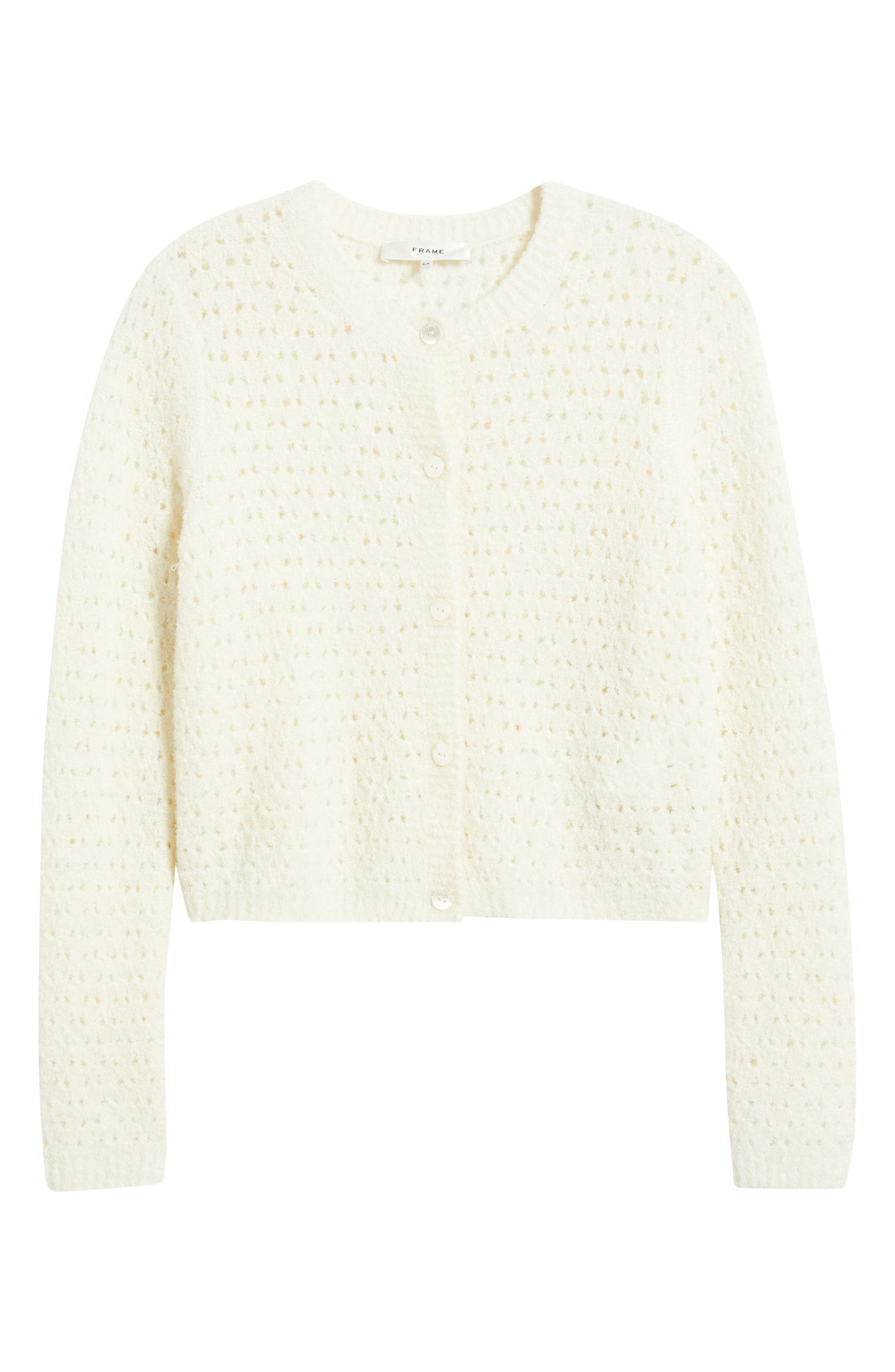 FRAME The Chenille Open Stitch Cardigan in Cream at Nordstrom - 5
