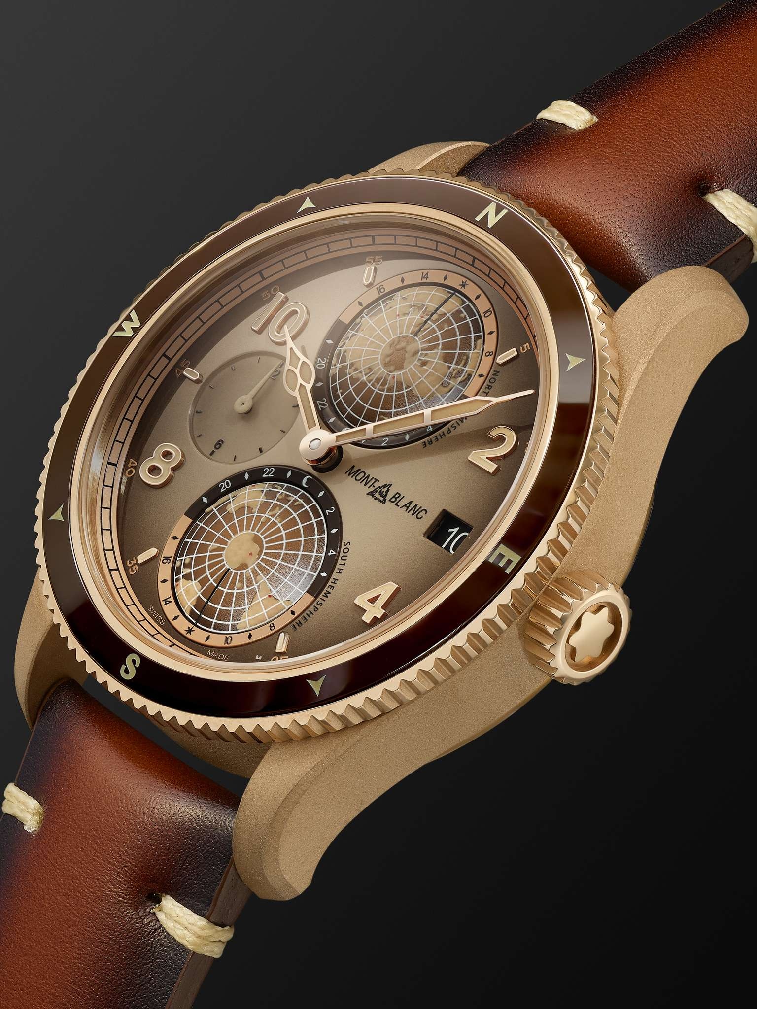 1858 Geosphere Limited Edition Automatic 42mm Bronze and Leather Watch, Ref. No. 128504 - 4