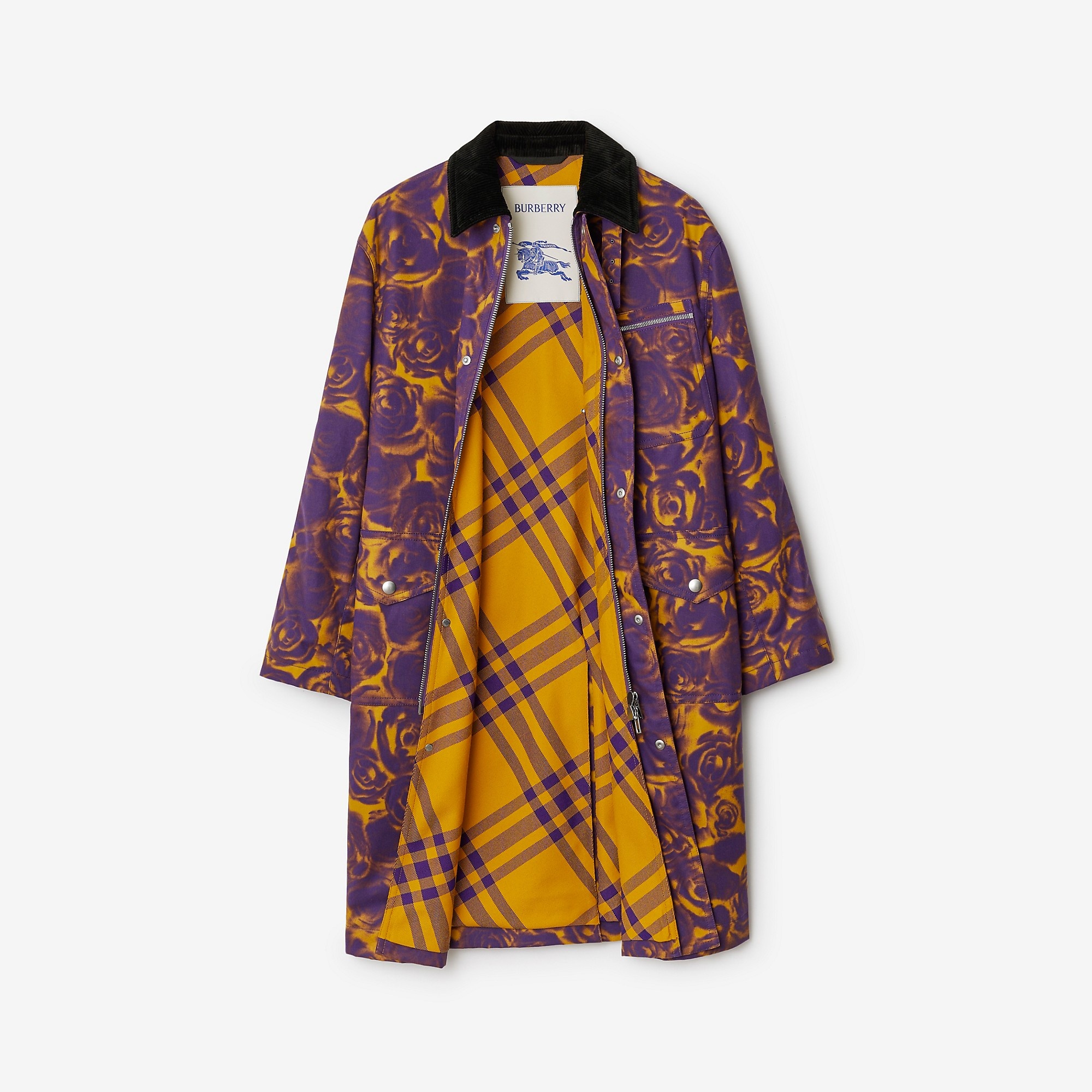 Rose Print Car Coat - 6