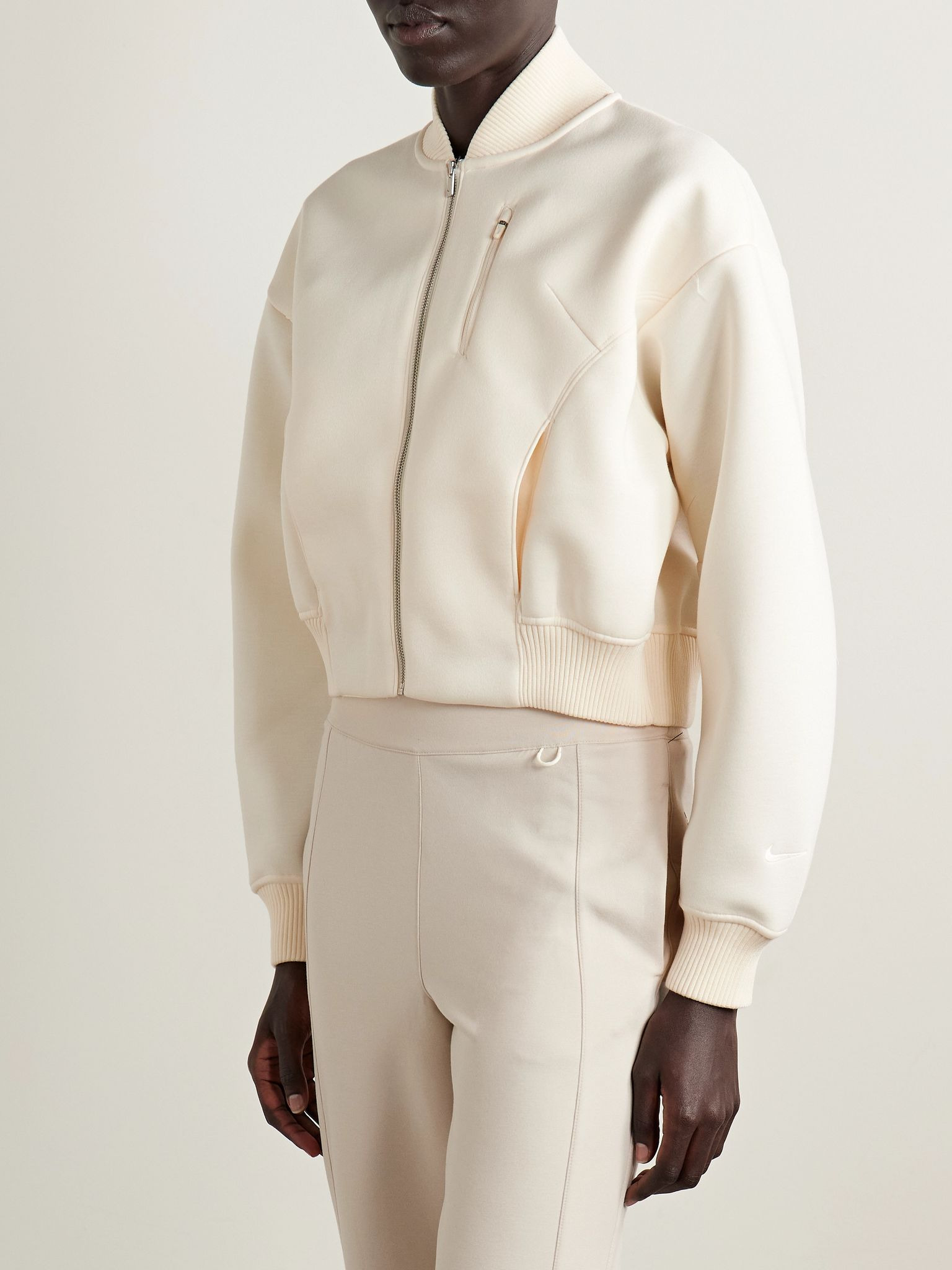 Destroyer modal-blend jersey bomber jacket Ivory - 3