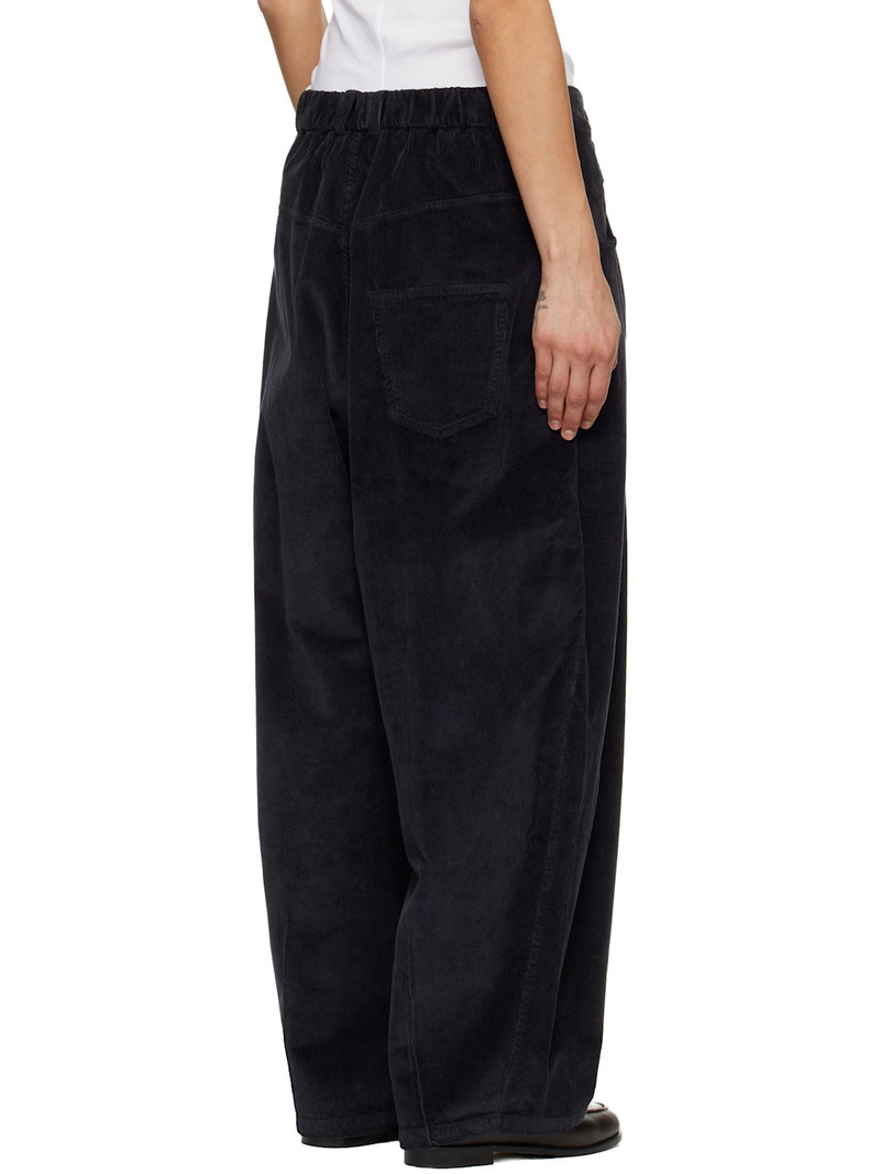 Navy Corduroy Baggy Trousers 3