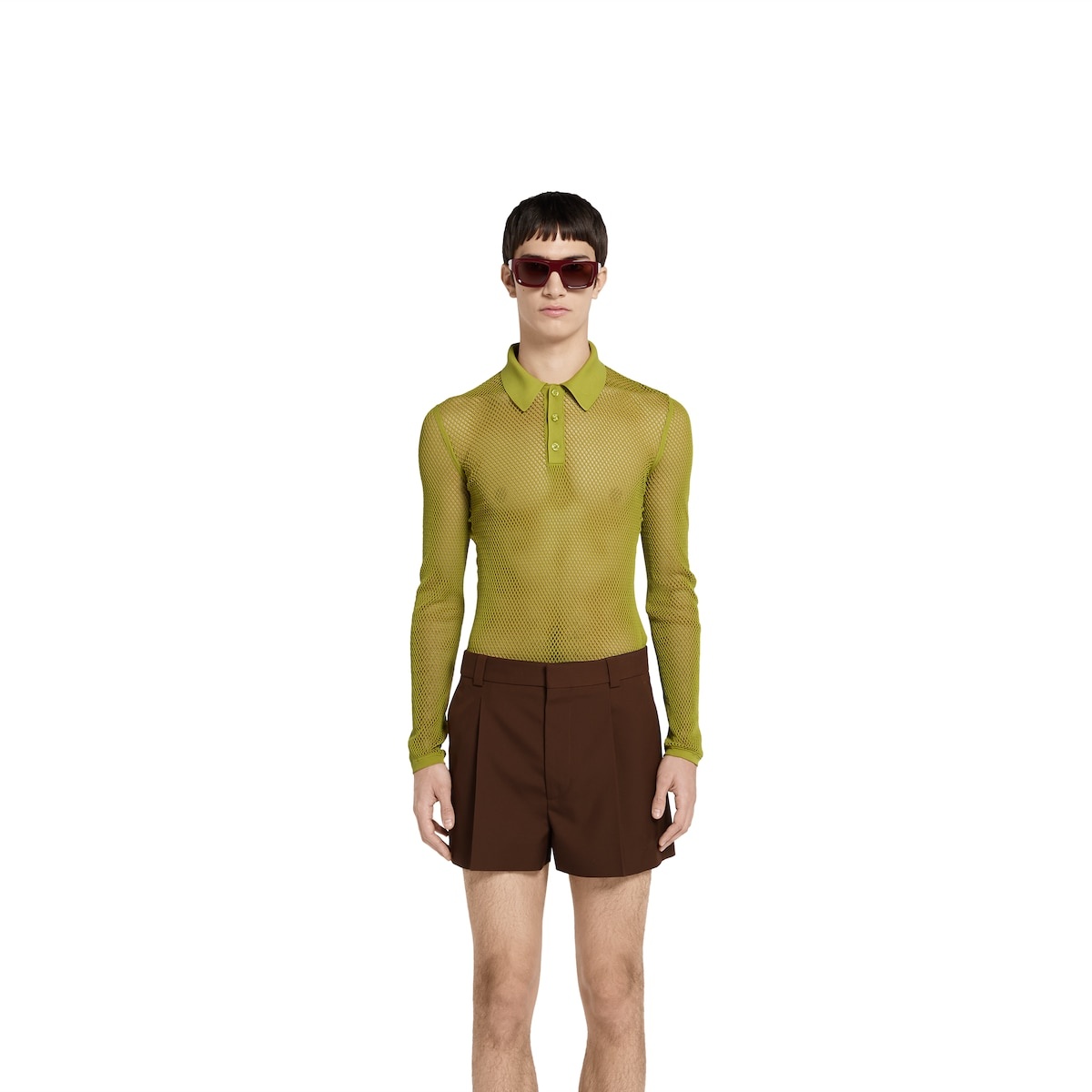 Embossed technical mesh polo top - 3