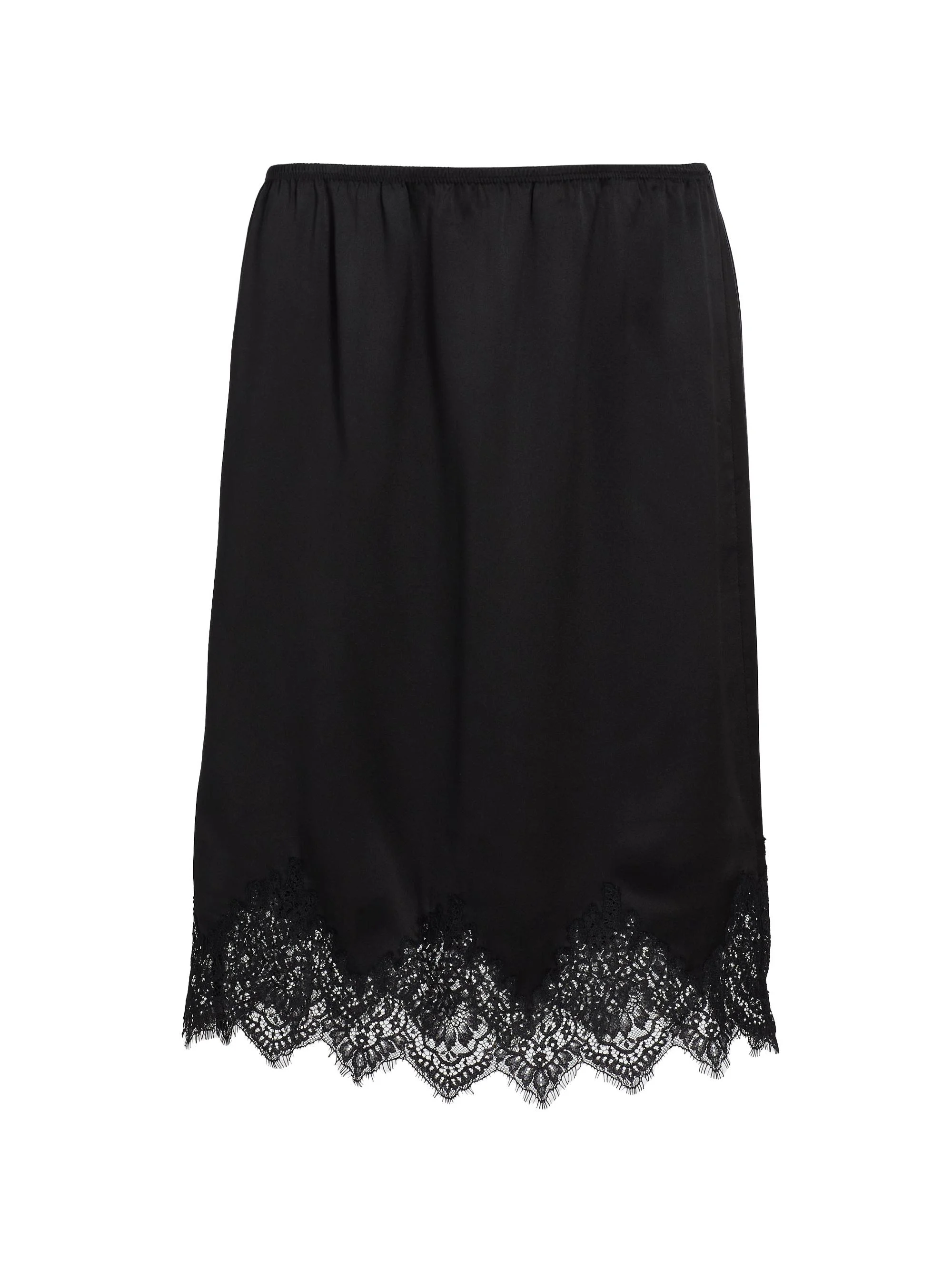 Women's Thea Silk Lace-Hem Skirt - Black - 1