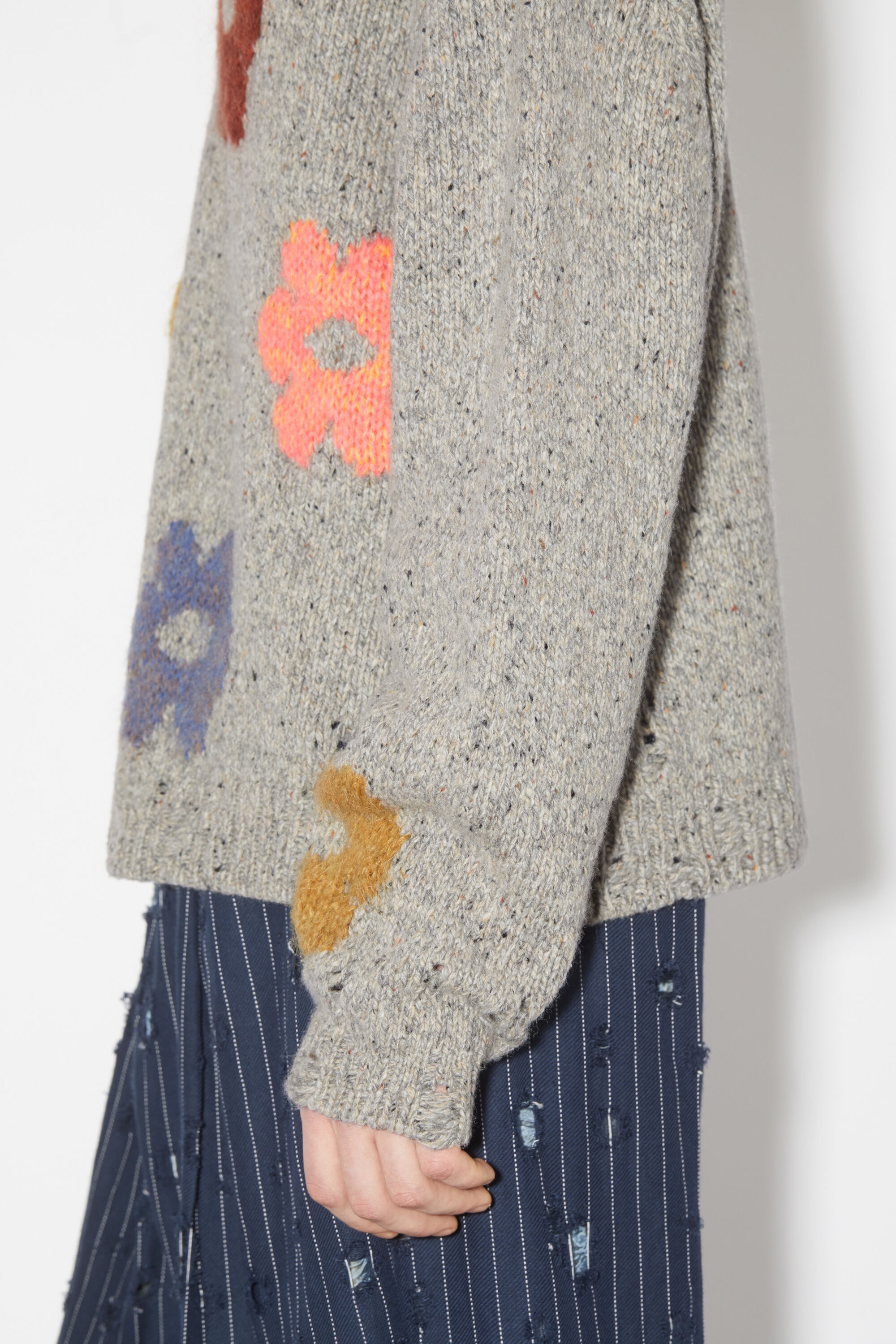 Jacquard wool blend jumper - Grey Melange - 4