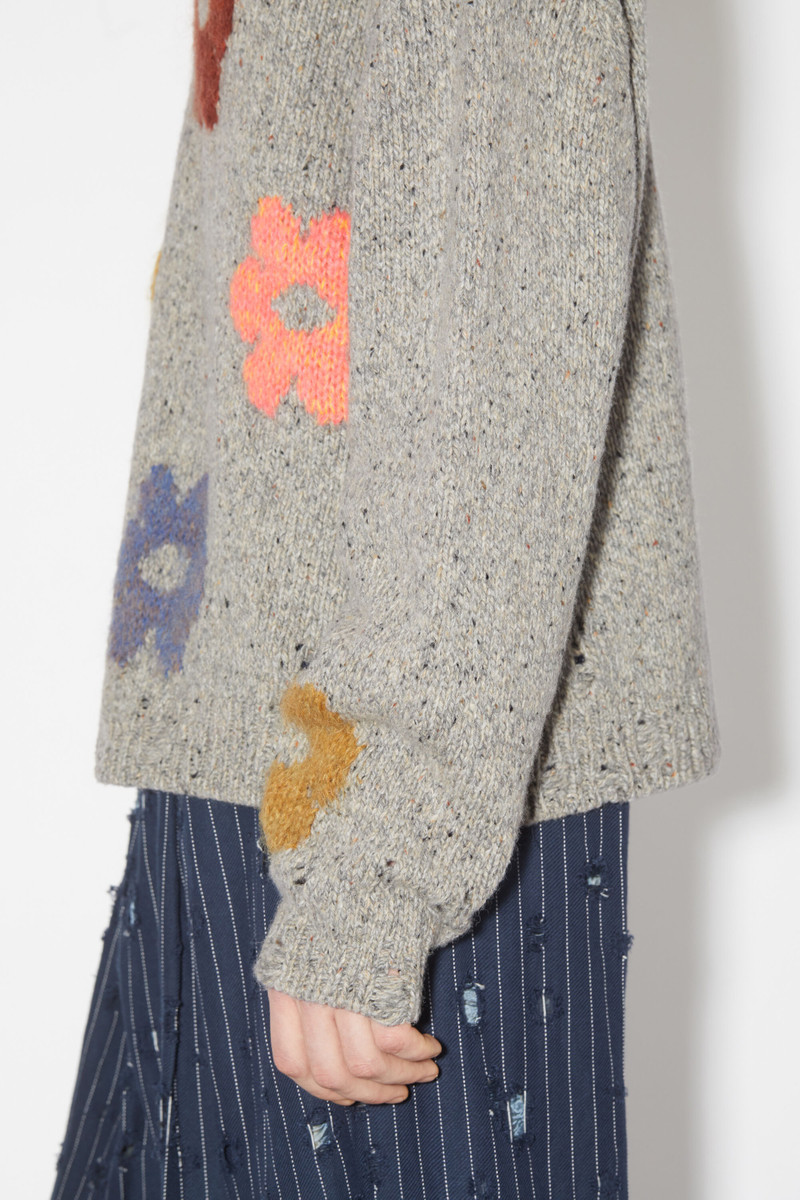 Jacquard wool blend jumper - Grey Melange 4