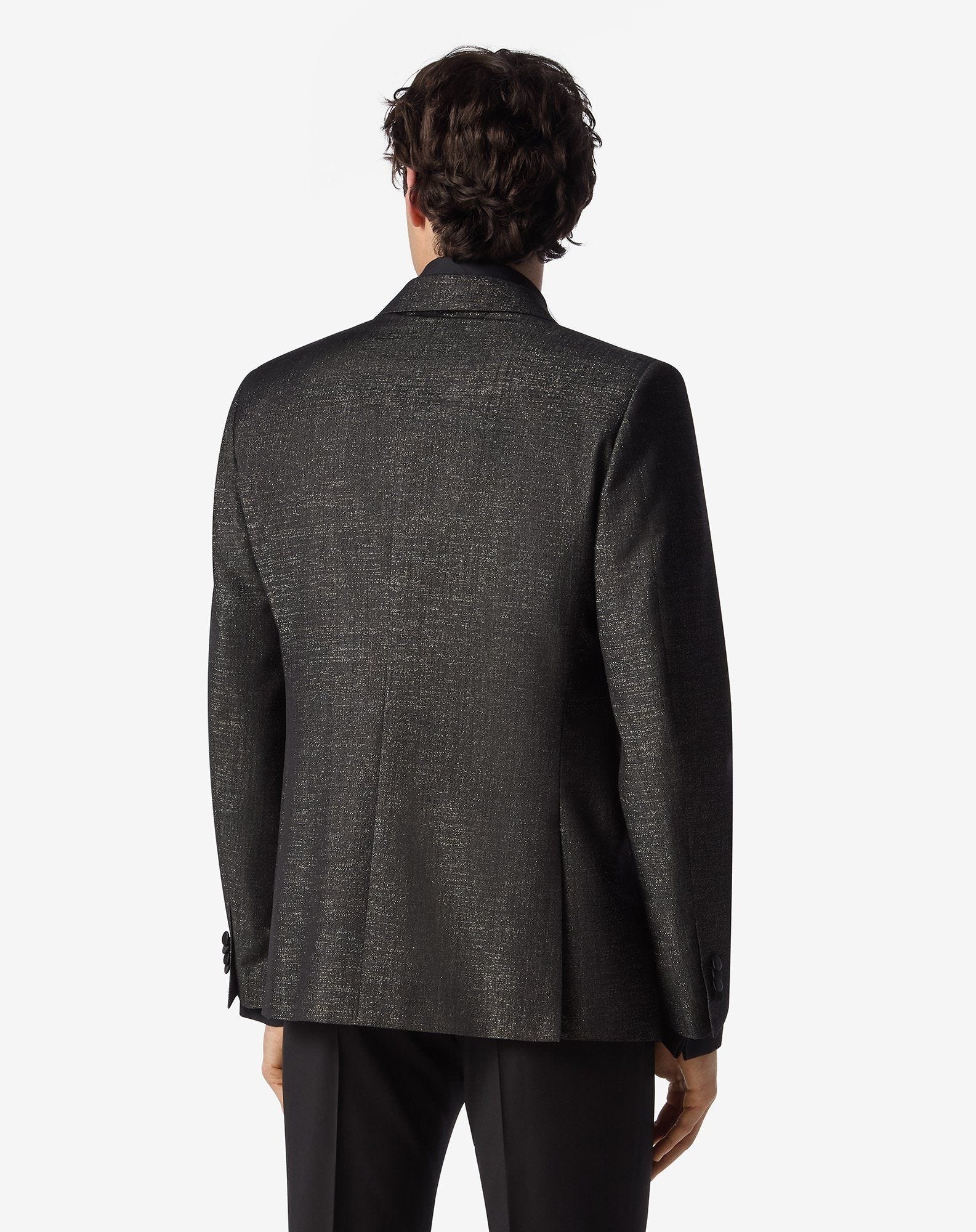 Grey lamé wool tuxedo jacket - 4