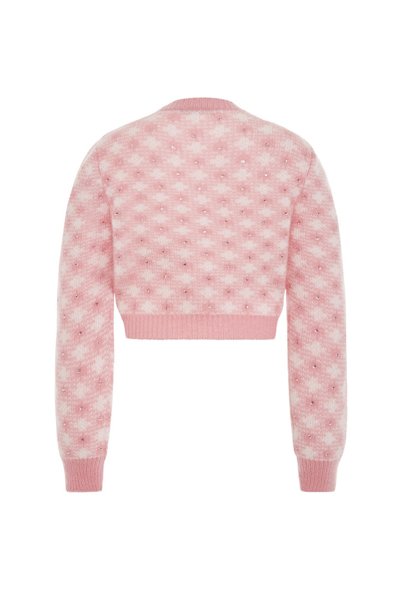 Alessandra Rich VICHY KNITTED CARDIGAN WITH HOTFIX outlook