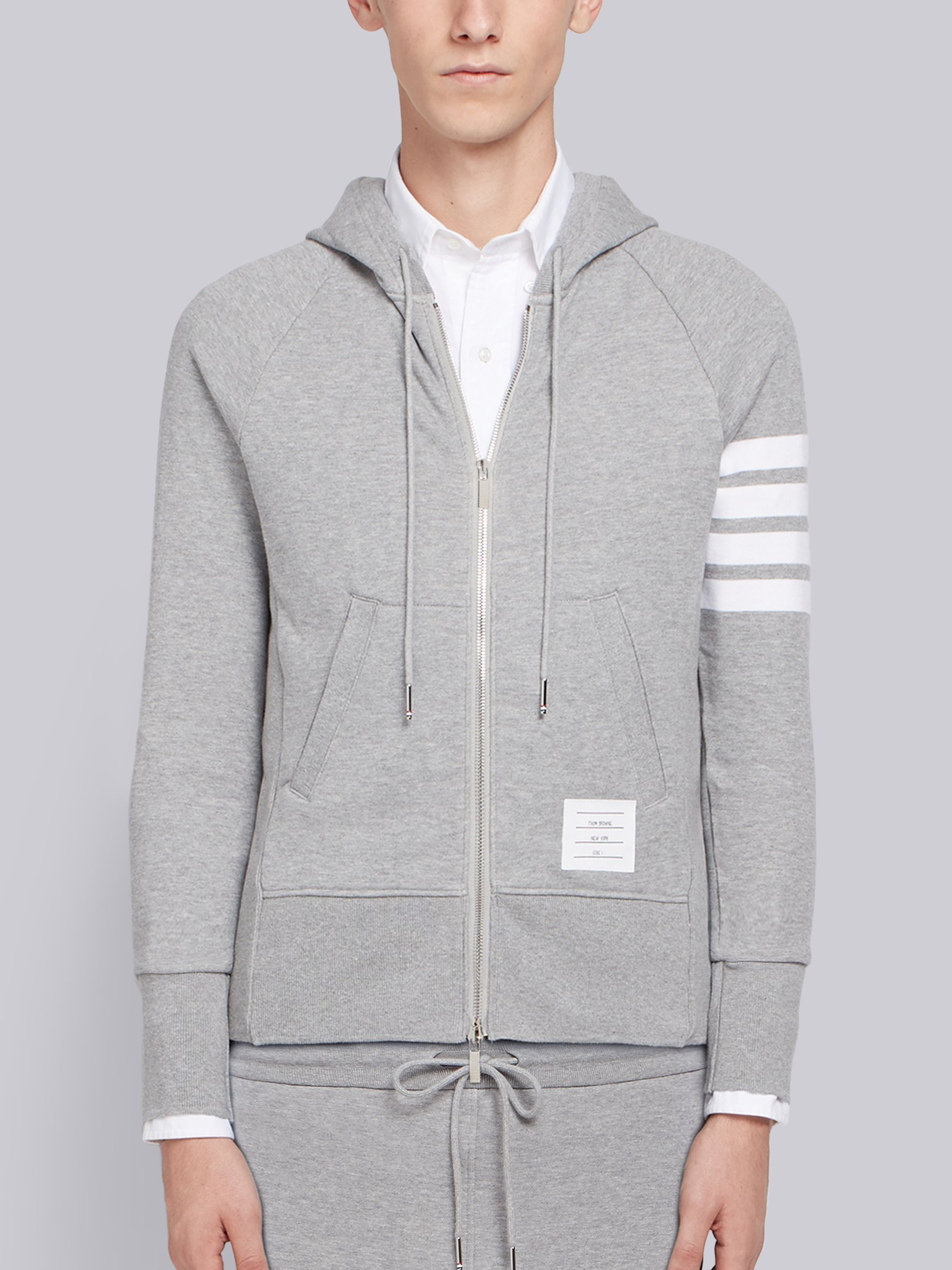 Light Grey Loopback Jersey Knit Engineered 4-bar Classic Hoodie - 1