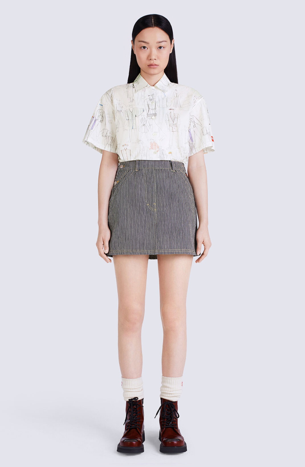 Striped denim miniskirt - 3