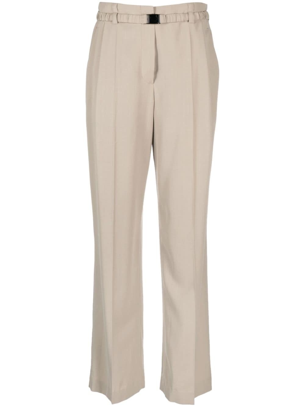 belted pleated straight-leg trousers - 1