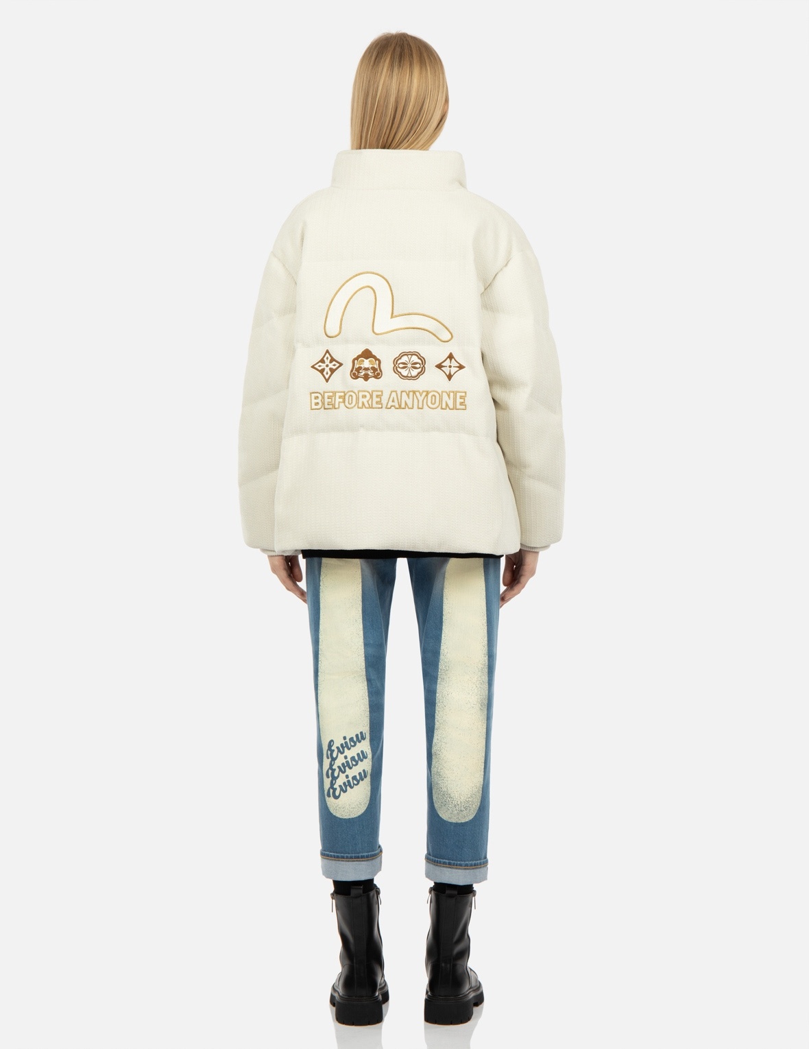 SEAGULL APPLIQUÉ CORDUROY DOWN JACKET - 5