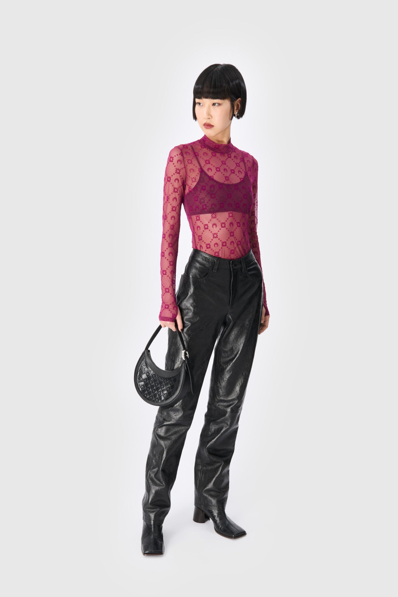 Marine Serre Moonogram Mesh Flock Second Skin Highneck Top outlook