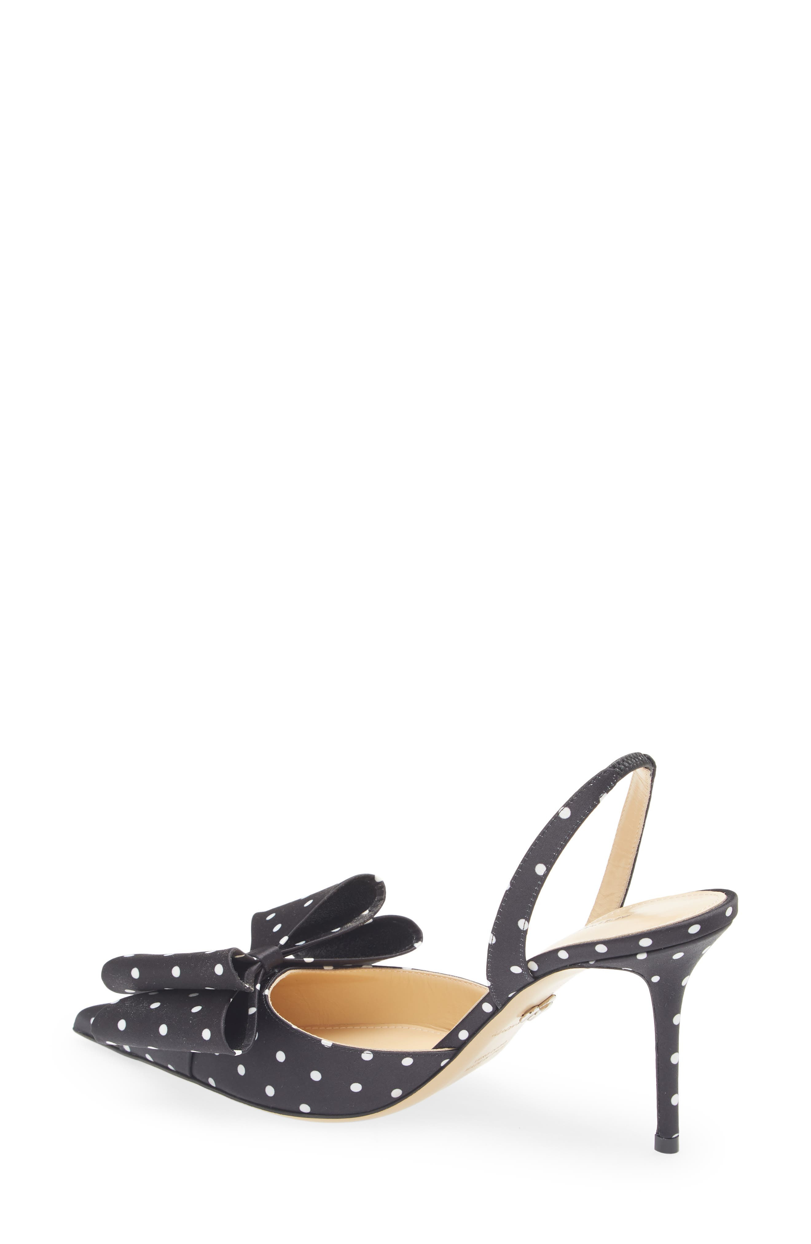 Mach & Mach Le Cadeau Bow Polka Dot Slingback Pump in Black/White at Nordstrom - 2