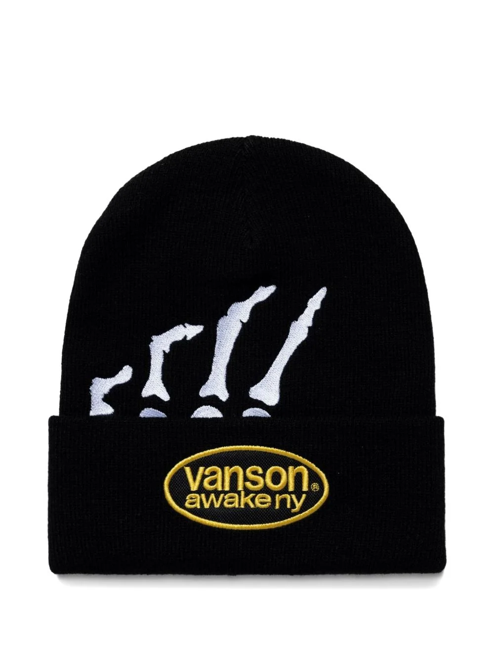 Vanson Skeleton embroidered ribbed beanie hat - 1