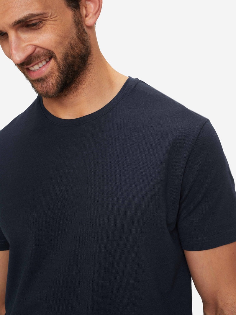 Men's T-Shirt Ramsay 2 Pique Cotton Tencel Navy - 5