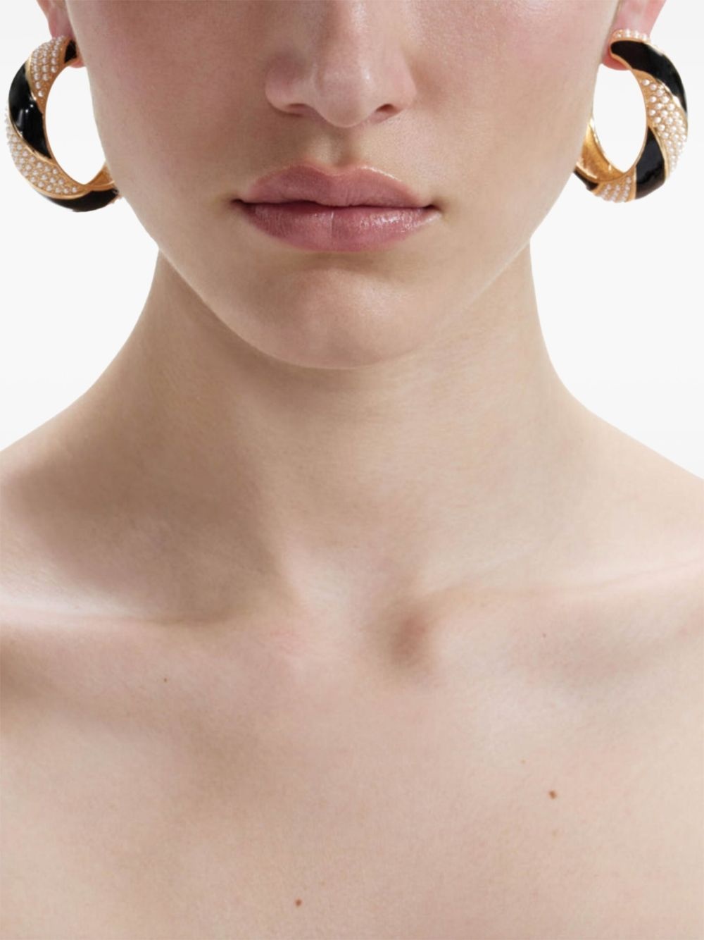 faux-pearl hoop earrings - 2