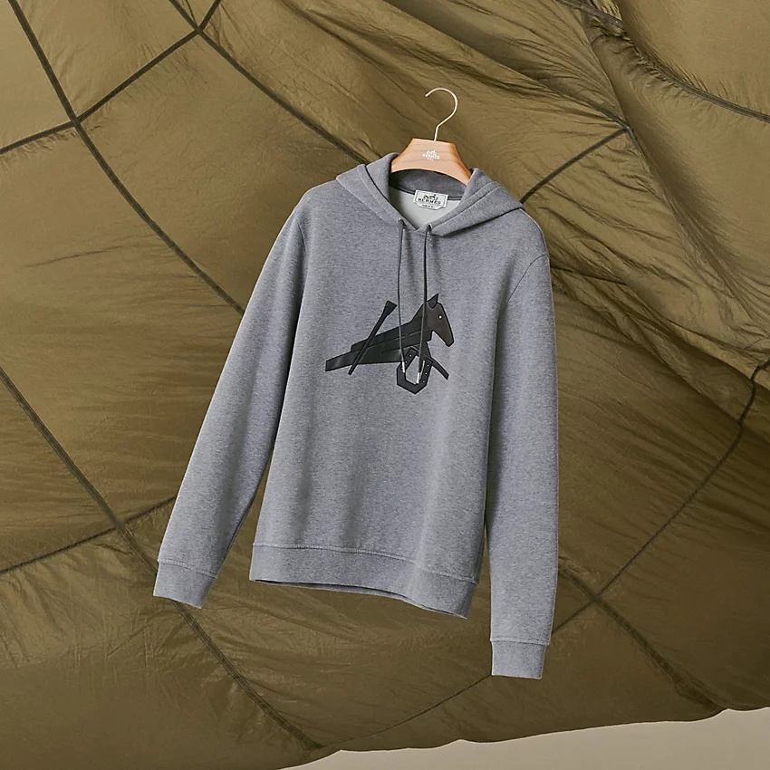 Hooded sweater with leather detail - 4