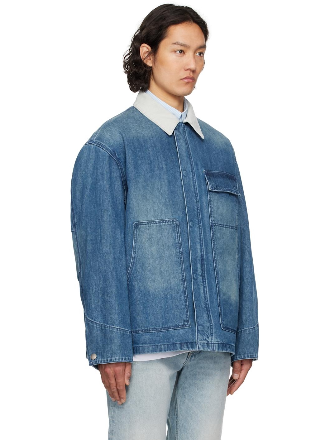 Blue Mid Length Denim Jacket - 2