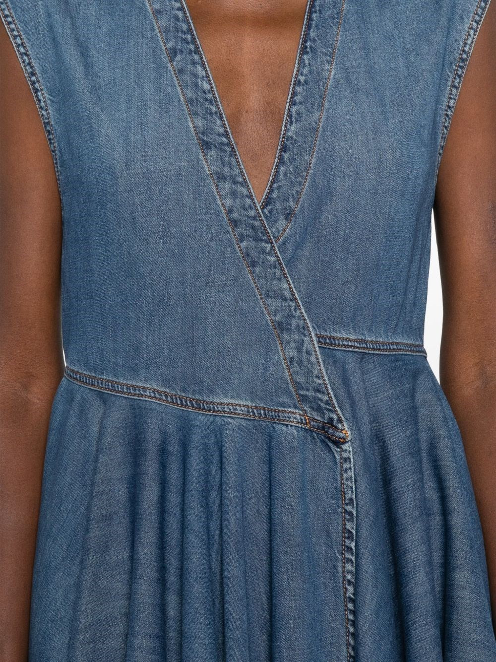 Denim wrap mini dress - 2