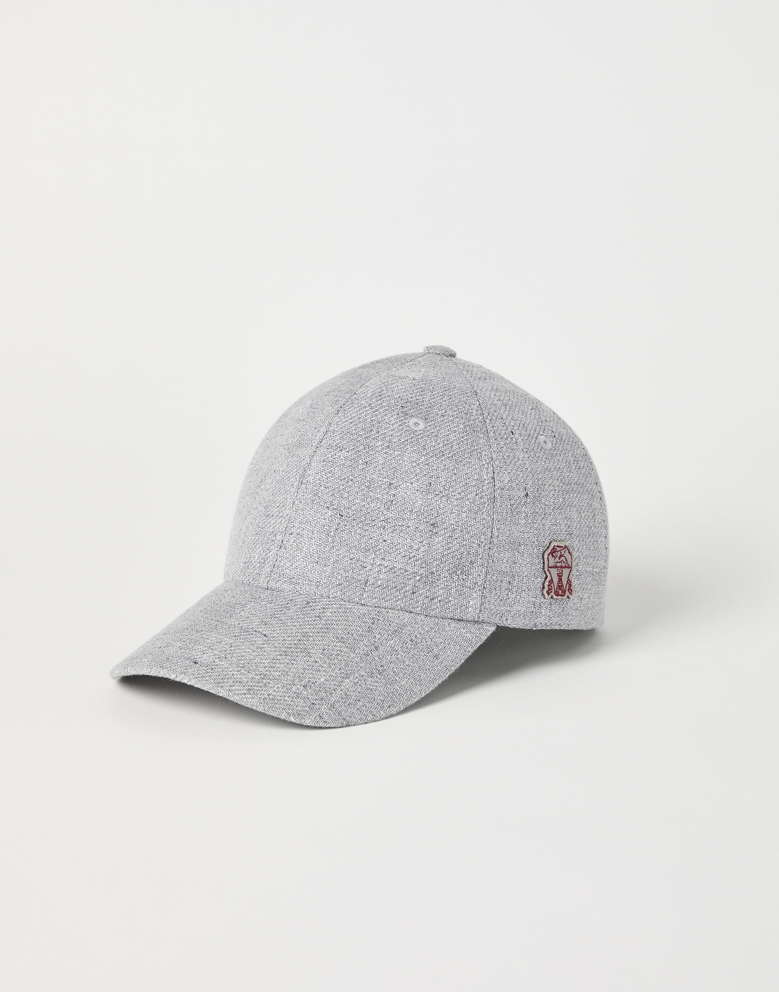 Linen, wool and silk diagonal baseball cap with logo patch - 1
