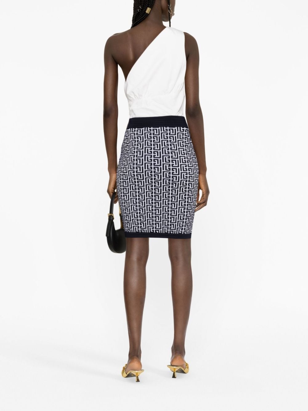 monogram-intarsia knit skirt - 4
