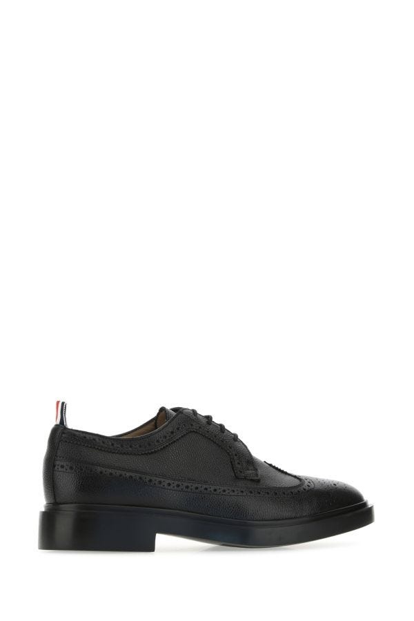 Black leather lace-up shoes - 3