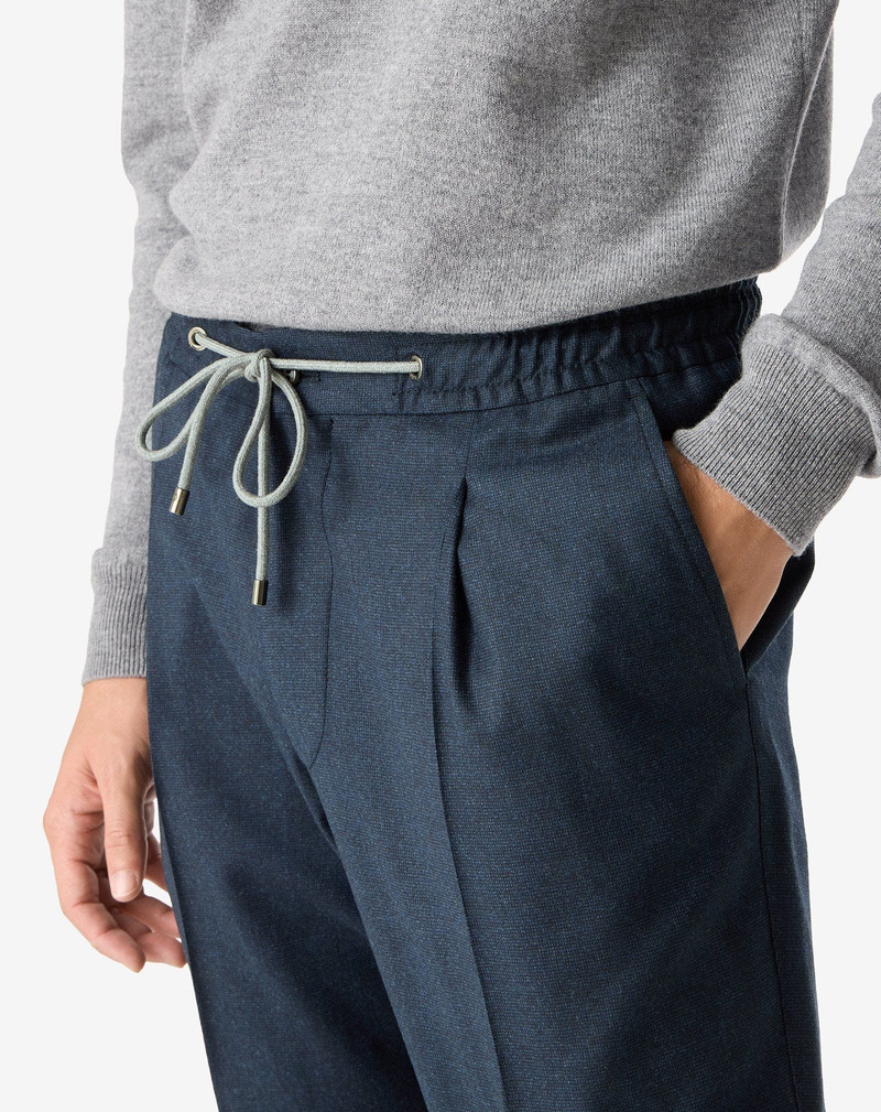 Navy blue stretch wool flannel joggers 5