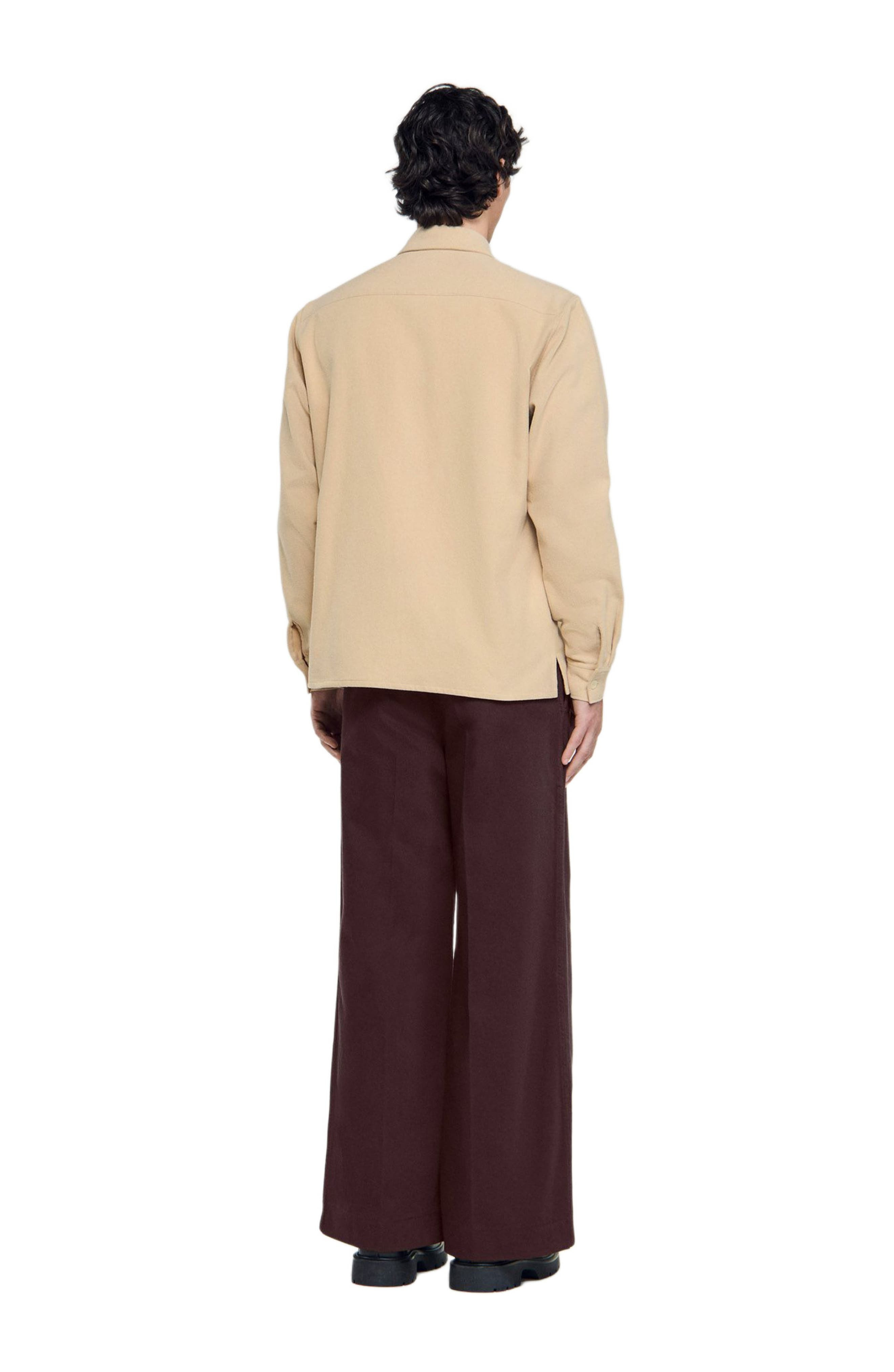 SANDRO Flap pocket flannel shirt in Beige at Nordstrom - 2