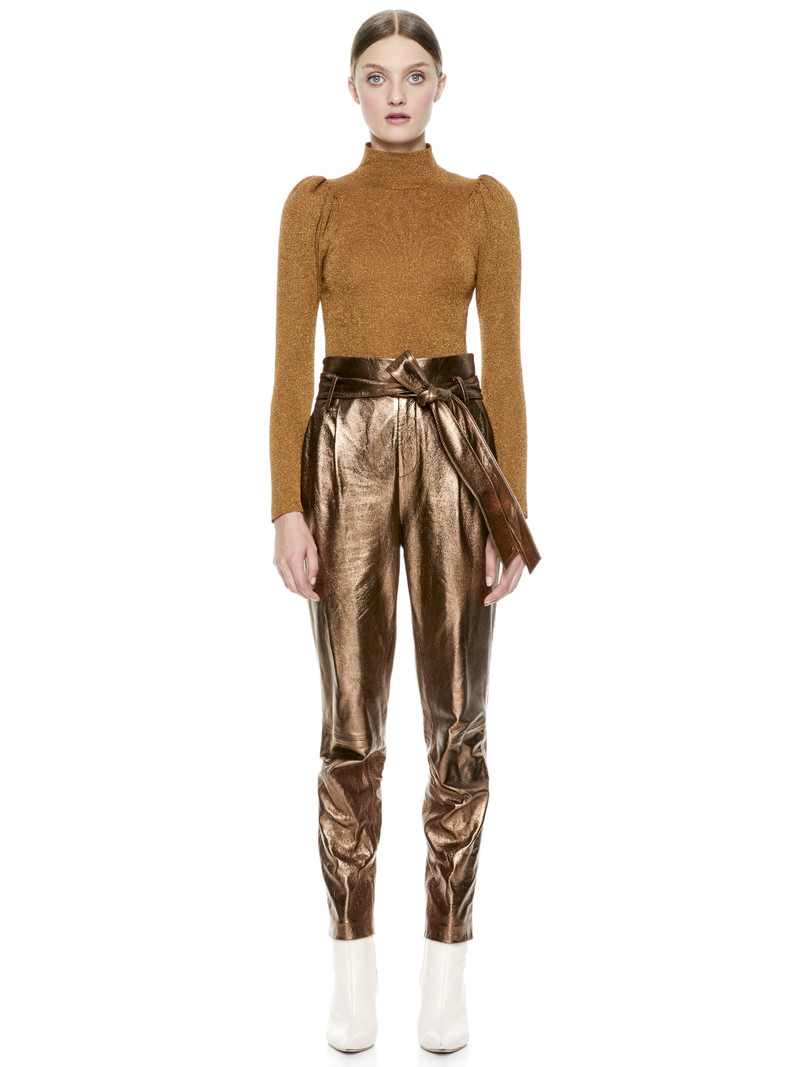 GABRIELLE METALLIC LEATHER PANT 4