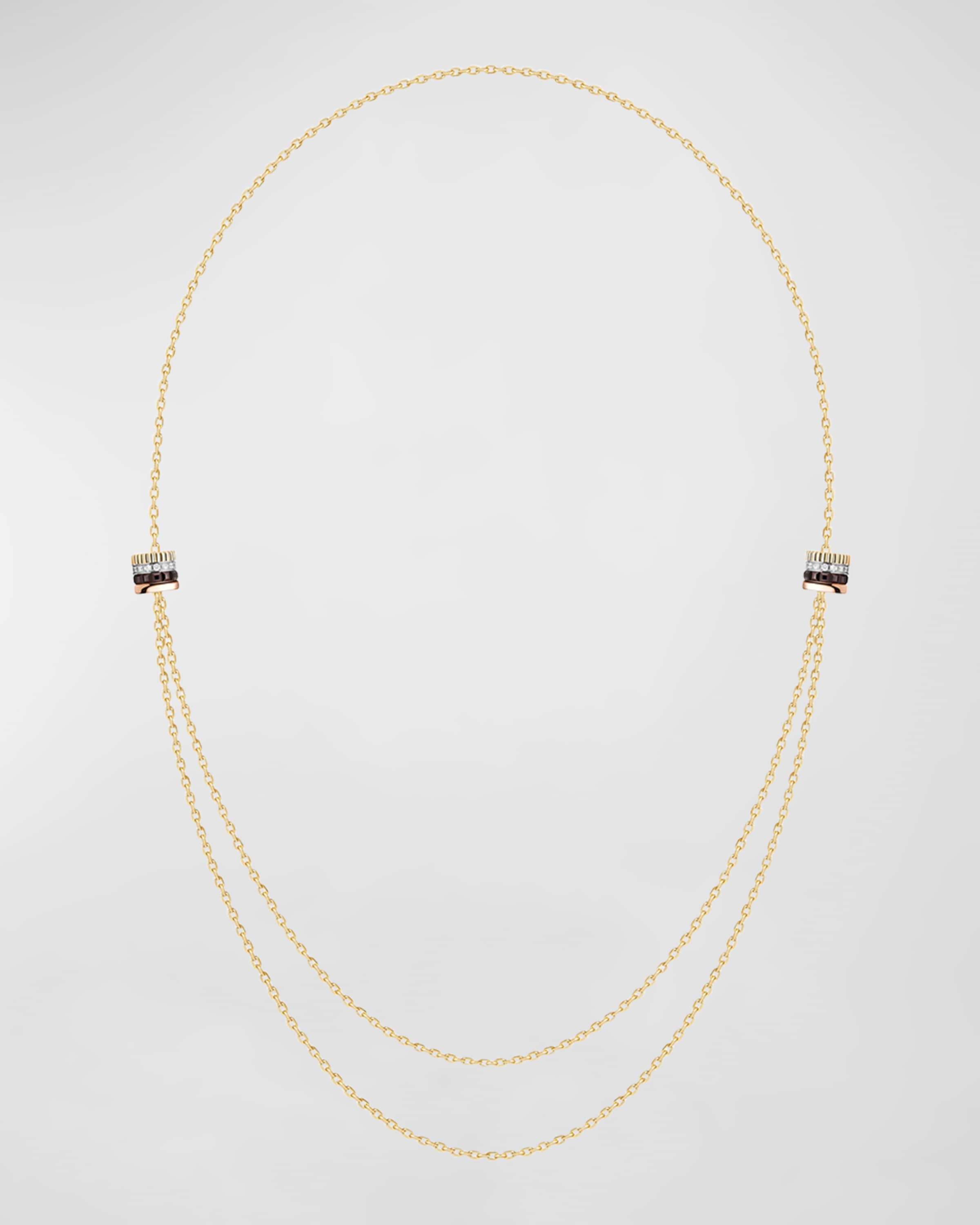 Tricolor 18K Gold Quatre Brown PVD and Diamond Necklace - 4