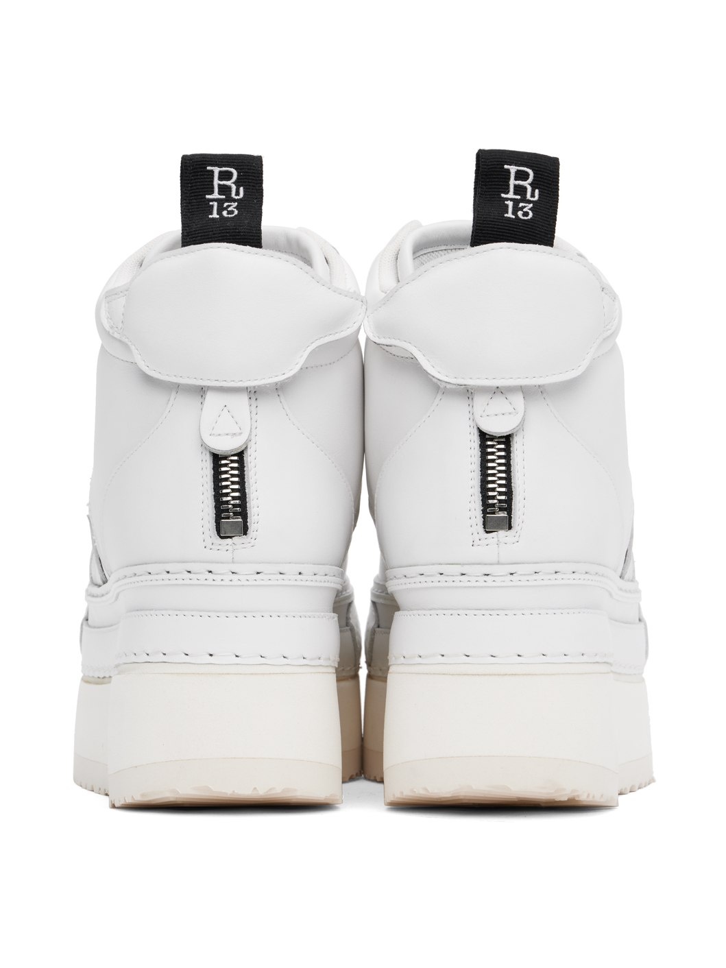 White Leather Riot High Top Sneakers - 2