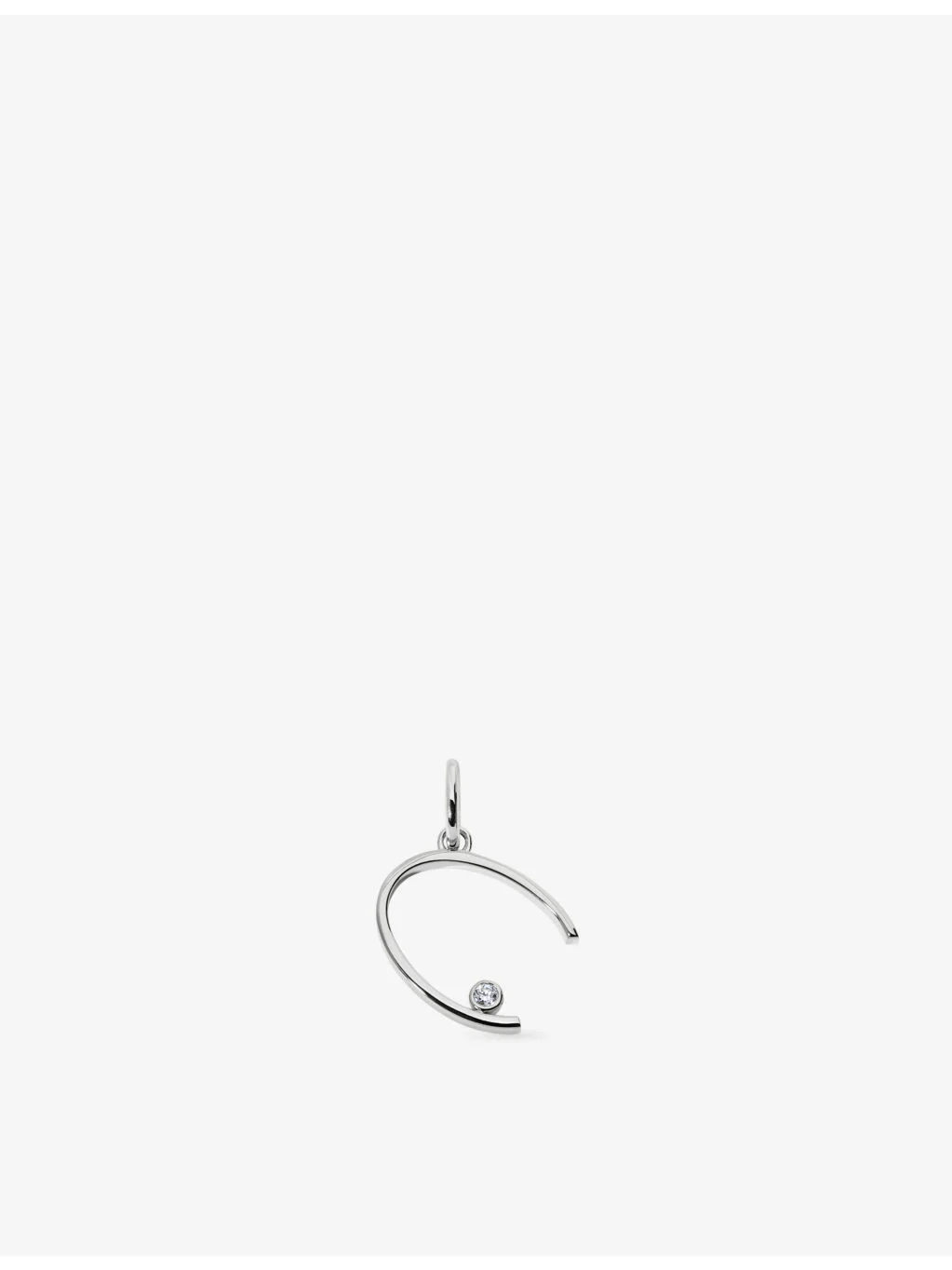 Solitaire Initial C Sterling-Silver and Lab-Grown Diamond Pendant - 1