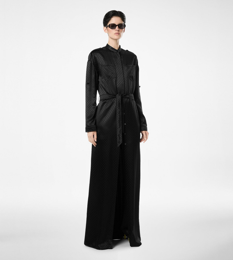 POLKA DOT JACQUARD LONG BELTED MILITARY DRESS 4