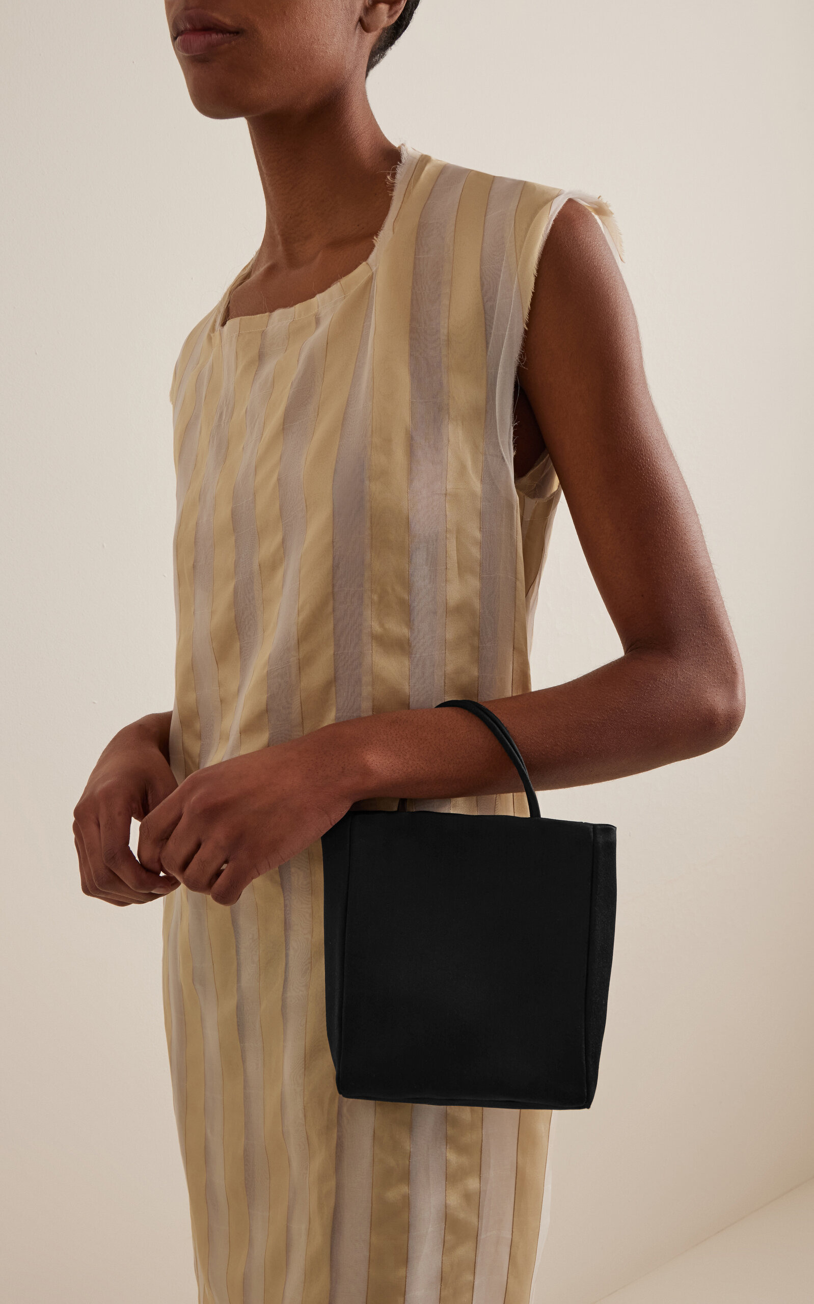 Cecily Mini Silk-Satin Tote Bag black - 2