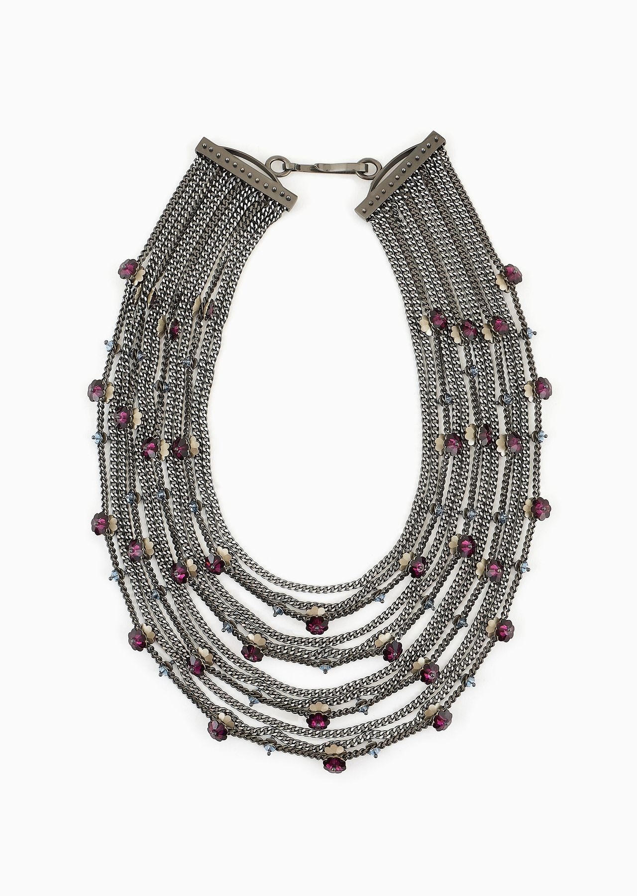 Metal multistrand necklace with Swarovski crystals - 1